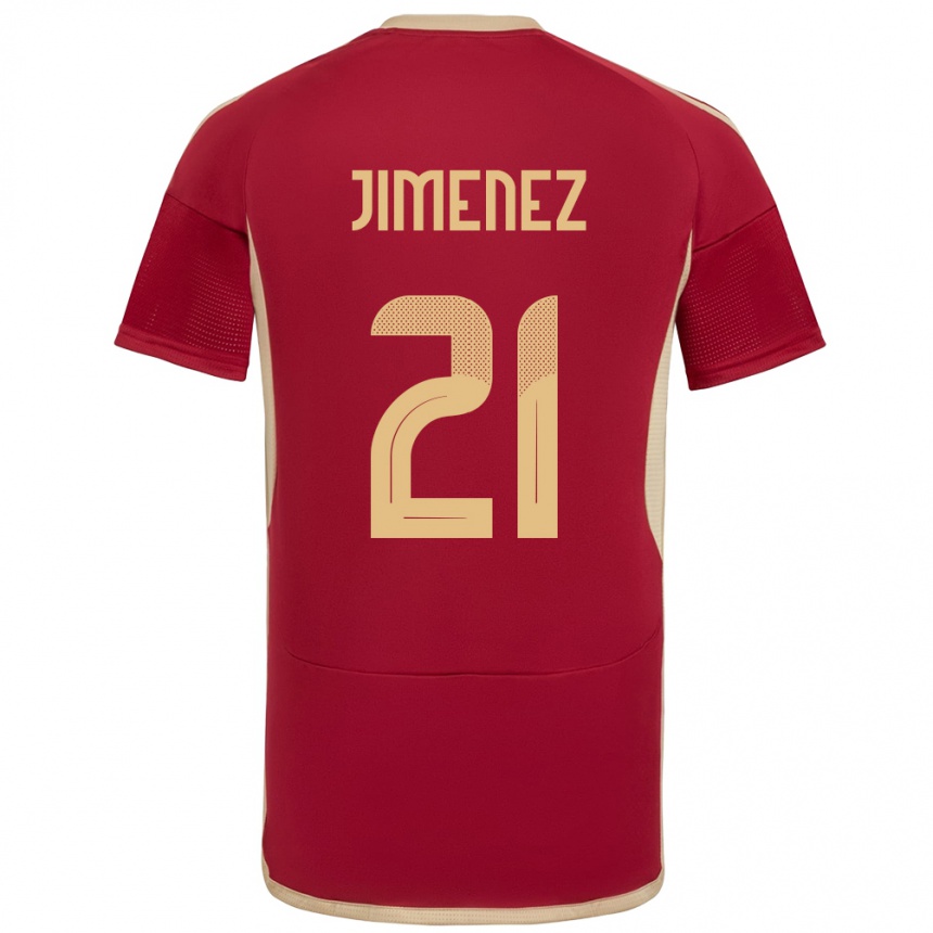 Gyermek Labdarúgás Venezuela Marianyela Jiménez #21 Burgundia Hazai Jersey 24-26 Mez Póló Ing