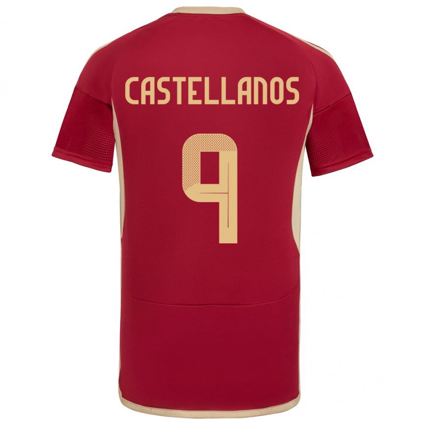 Gyermek Labdarúgás Venezuela Deyna Castellanos #9 Burgundia Hazai Jersey 24-26 Mez Póló Ing