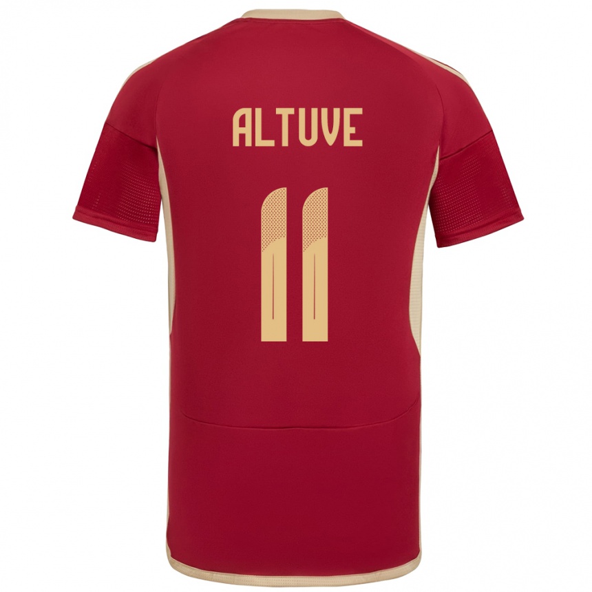 Gyermek Labdarúgás Venezuela Oriana Altuve #11 Burgundia Hazai Jersey 24-26 Mez Póló Ing