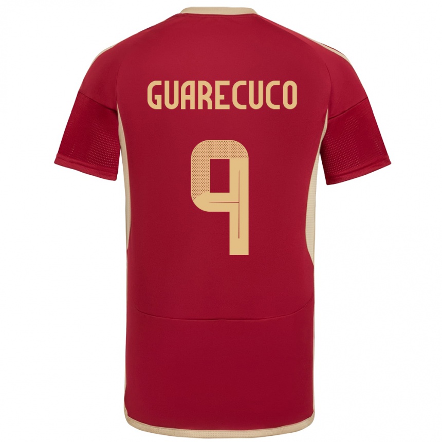 Gyermek Labdarúgás Venezuela Joemar Guarecuco #9 Burgundia Hazai Jersey 24-26 Mez Póló Ing