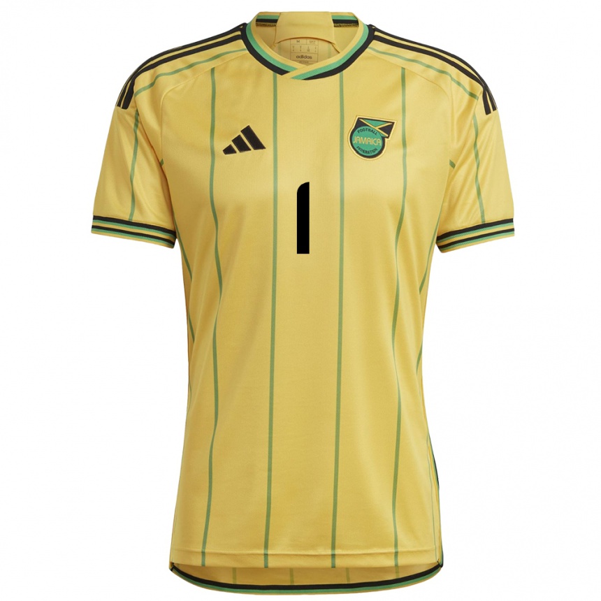 Gyermek Labdarúgás Jamaica Shaquan Davis #1 Sárga Hazai Jersey 24-26 Mez Póló Ing