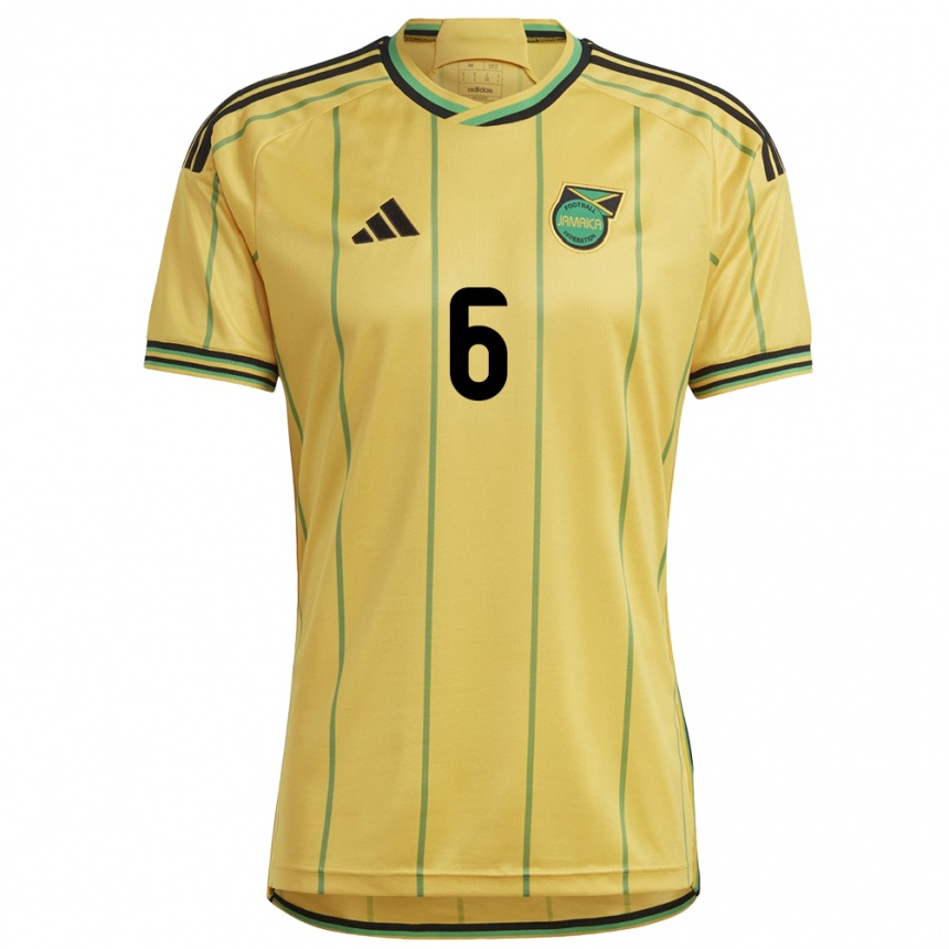 Gyermek Labdarúgás Jamaica Ronaldo Barrett #6 Sárga Hazai Jersey 24-26 Mez Póló Ing