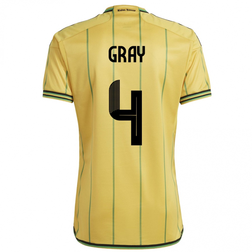 Gyermek Labdarúgás Jamaica Tayvon Gray #4 Sárga Hazai Jersey 24-26 Mez Póló Ing