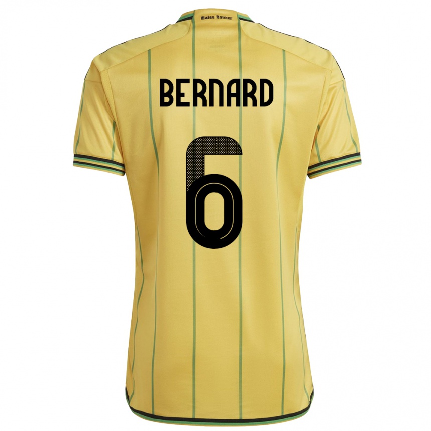 Gyermek Labdarúgás Jamaica Di'shon Bernard #6 Sárga Hazai Jersey 24-26 Mez Póló Ing