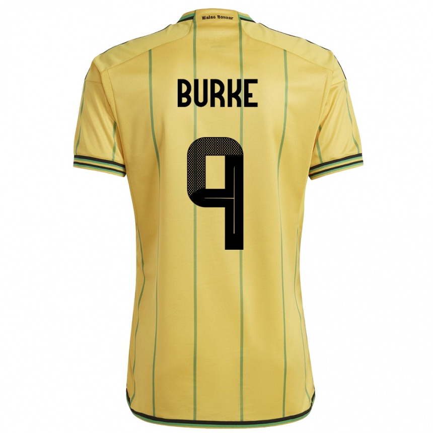 Gyermek Labdarúgás Jamaica Cory Burke #9 Sárga Hazai Jersey 24-26 Mez Póló Ing