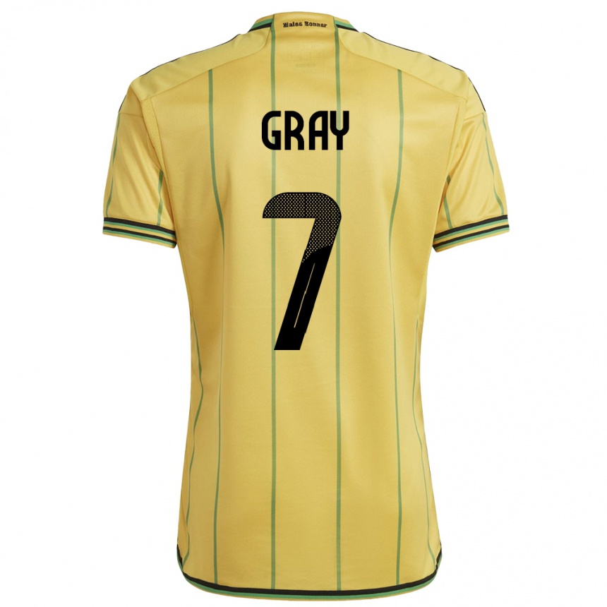 Gyermek Labdarúgás Jamaica Demarai Gray #7 Sárga Hazai Jersey 24-26 Mez Póló Ing