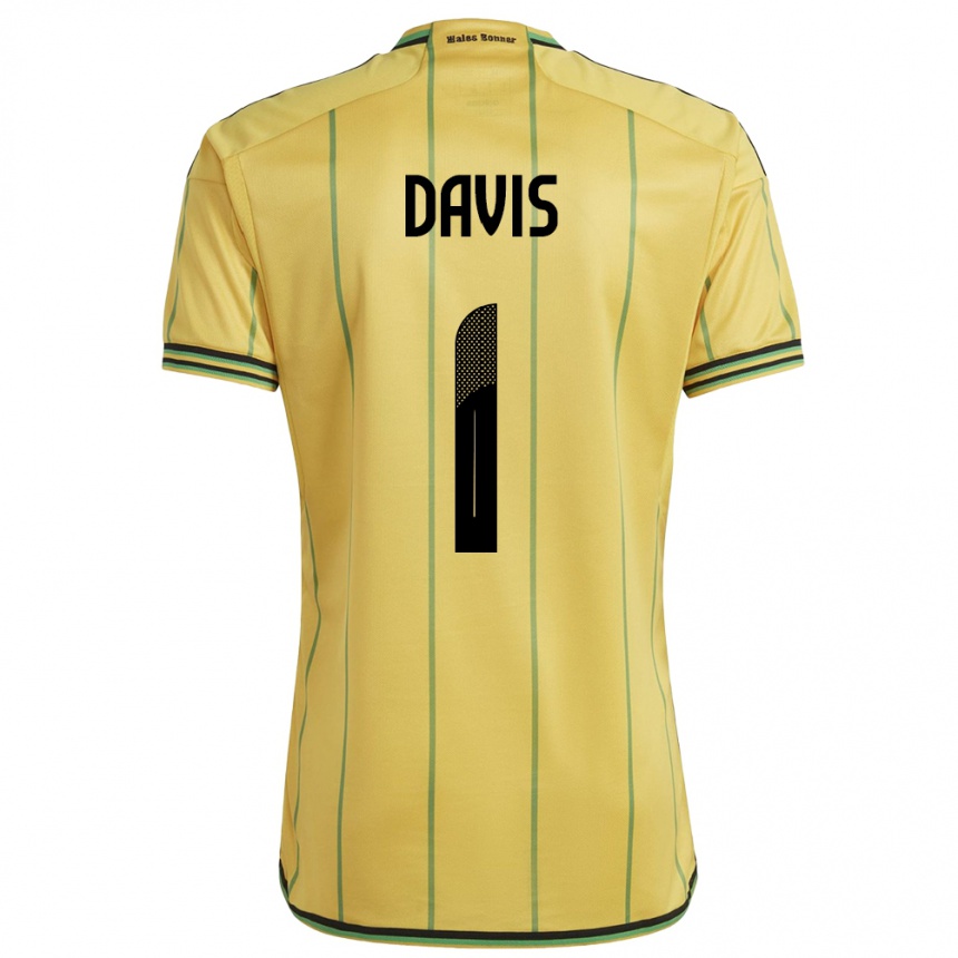 Gyermek Labdarúgás Jamaica Shaquan Davis #1 Sárga Hazai Jersey 24-26 Mez Póló Ing