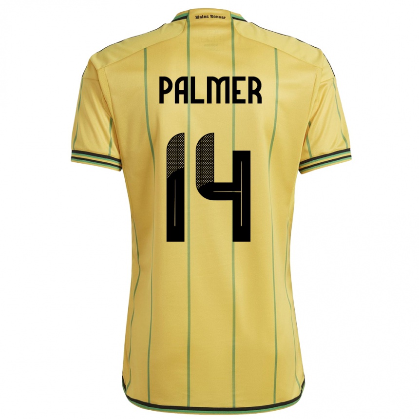 Gyermek Labdarúgás Jamaica Kasey Palmer #14 Sárga Hazai Jersey 24-26 Mez Póló Ing