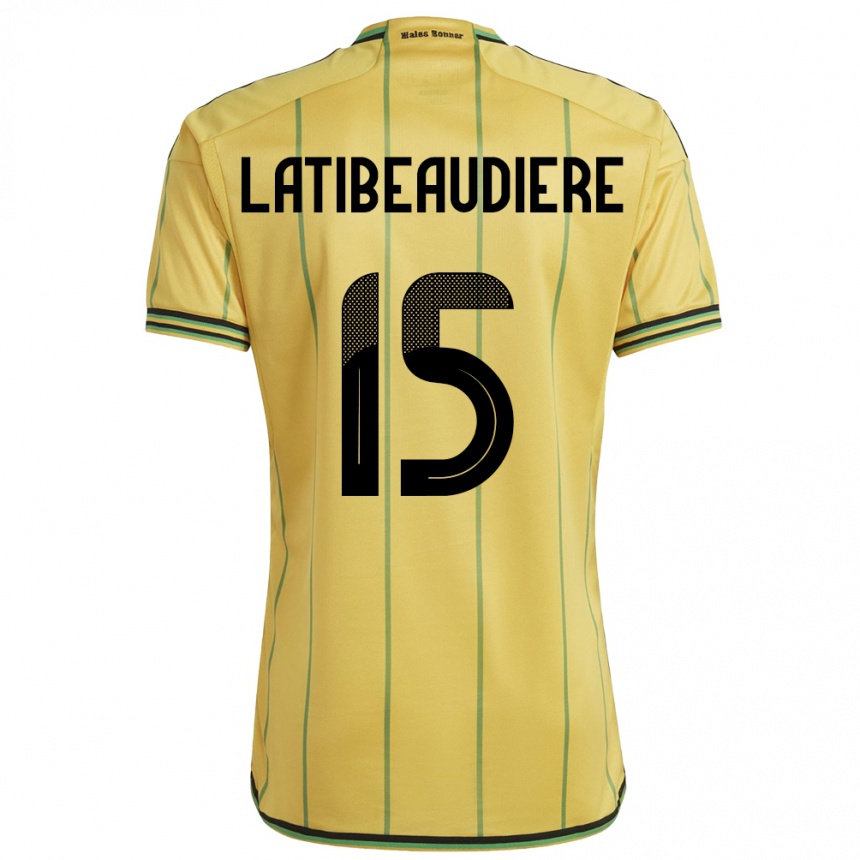 Gyermek Labdarúgás Jamaica Joel Latibeaudiere #15 Sárga Hazai Jersey 24-26 Mez Póló Ing