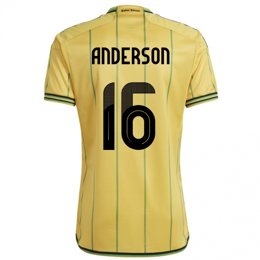 Gyermek Labdarúgás Jamaica Karoy Anderson #16 Sárga Hazai Jersey 24-26 Mez Póló Ing