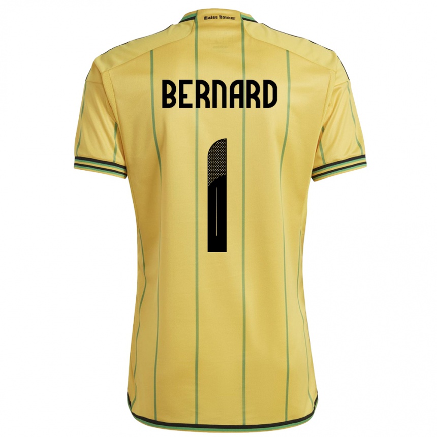 Gyermek Labdarúgás Jamaica Akeem Bernard #1 Sárga Hazai Jersey 24-26 Mez Póló Ing