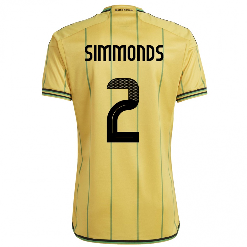 Gyermek Labdarúgás Jamaica Nicholas Simmonds #2 Sárga Hazai Jersey 24-26 Mez Póló Ing