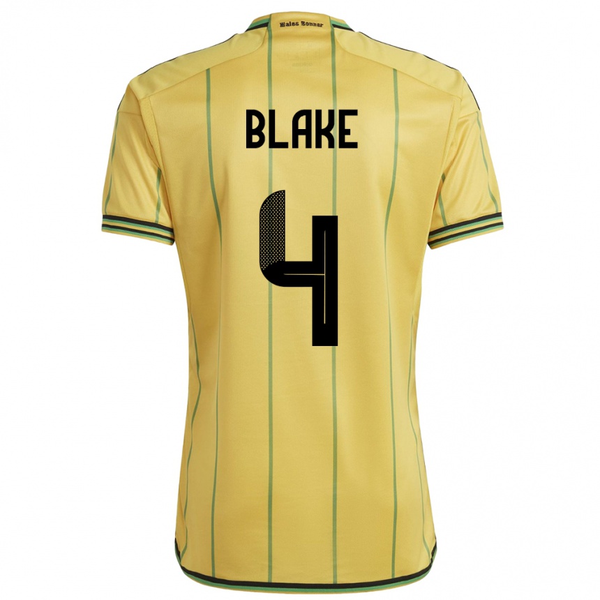 Gyermek Labdarúgás Jamaica Romain Blake #4 Sárga Hazai Jersey 24-26 Mez Póló Ing