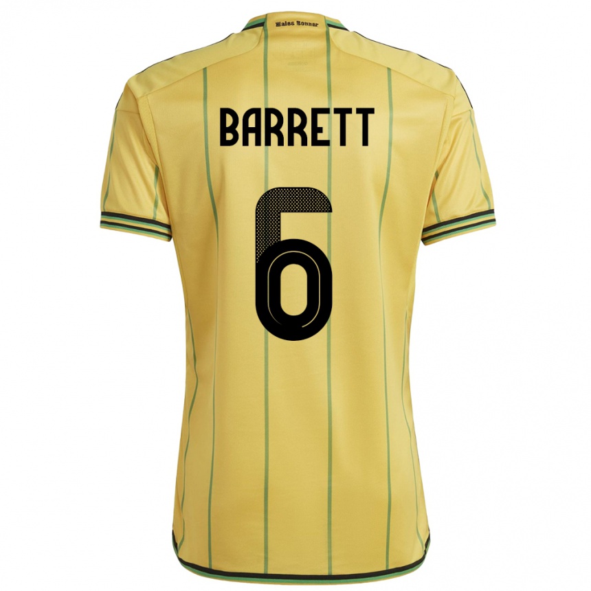 Gyermek Labdarúgás Jamaica Ronaldo Barrett #6 Sárga Hazai Jersey 24-26 Mez Póló Ing