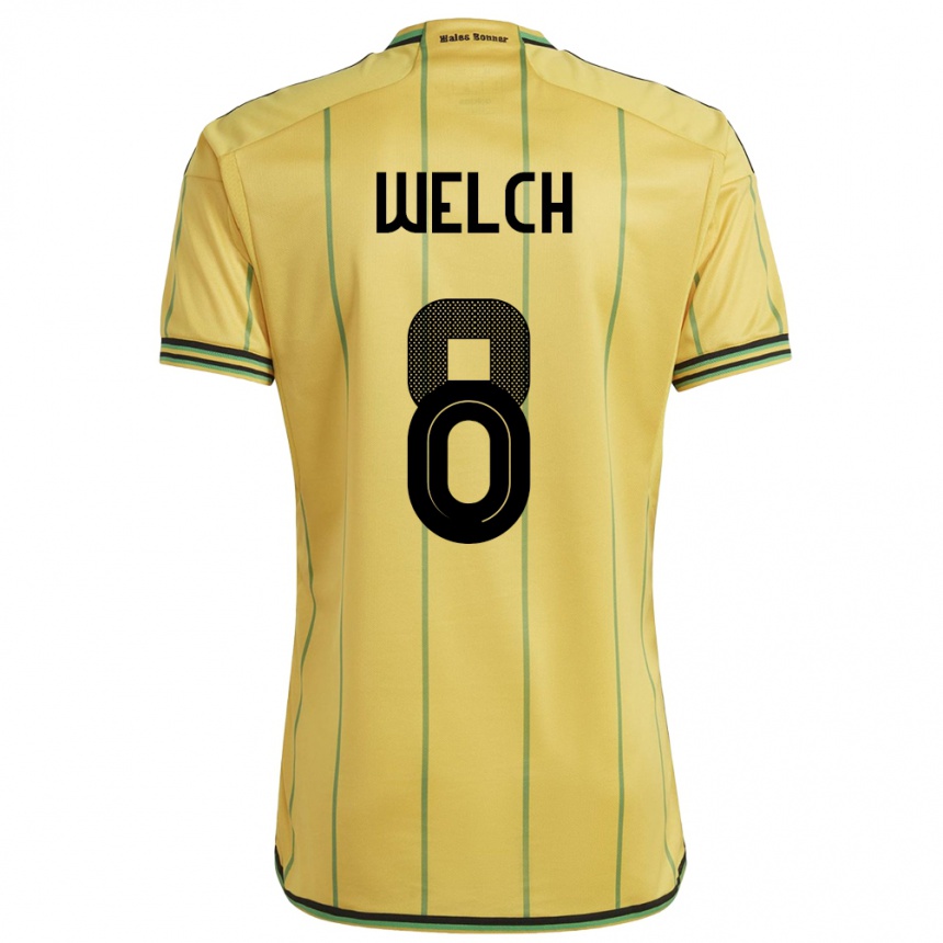 Gyermek Labdarúgás Jamaica Makai Welch #8 Sárga Hazai Jersey 24-26 Mez Póló Ing