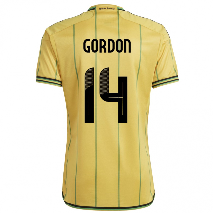 Gyermek Labdarúgás Jamaica Ashton Gordon #14 Sárga Hazai Jersey 24-26 Mez Póló Ing