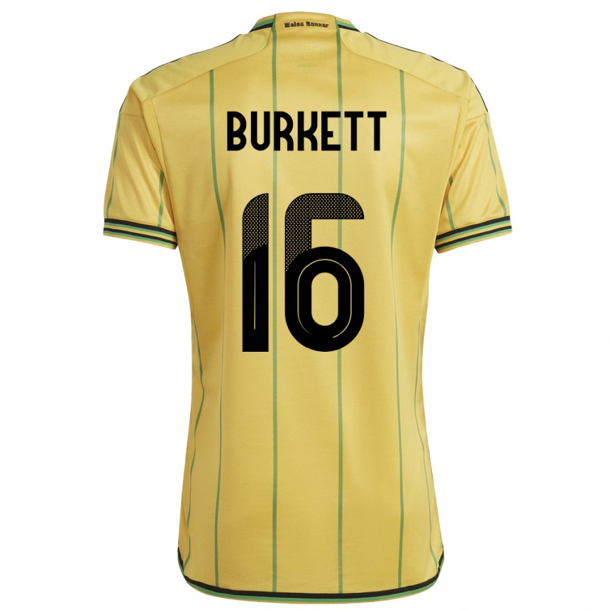 Gyermek Labdarúgás Jamaica Brian Burkett #16 Sárga Hazai Jersey 24-26 Mez Póló Ing