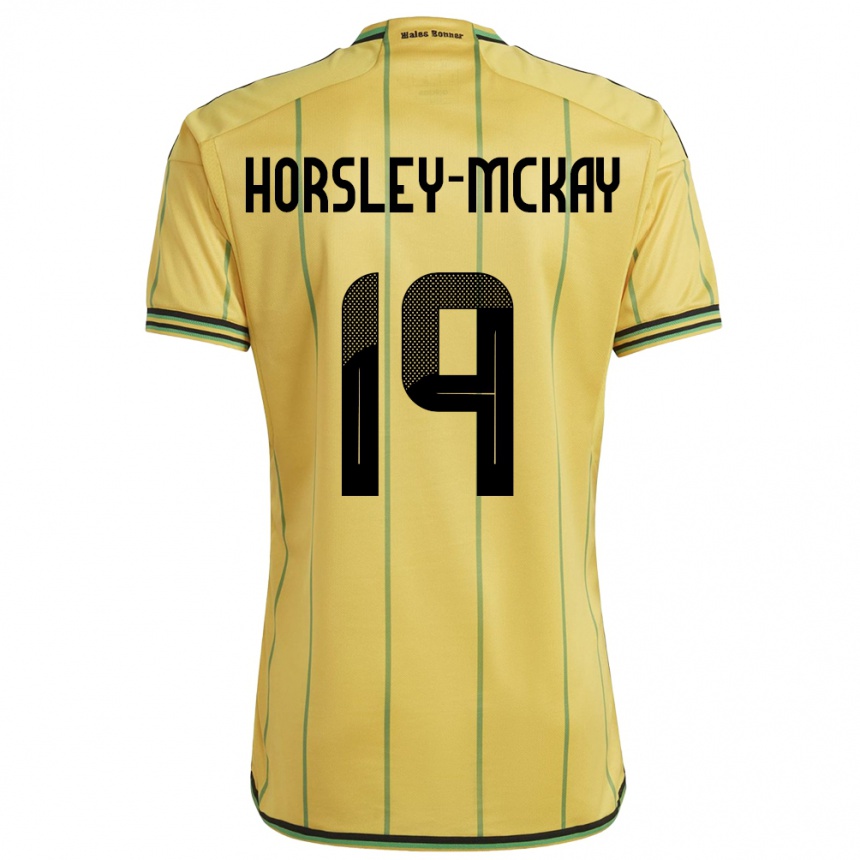 Gyermek Labdarúgás Jamaica Kyron Horsley-Mckay #19 Sárga Hazai Jersey 24-26 Mez Póló Ing