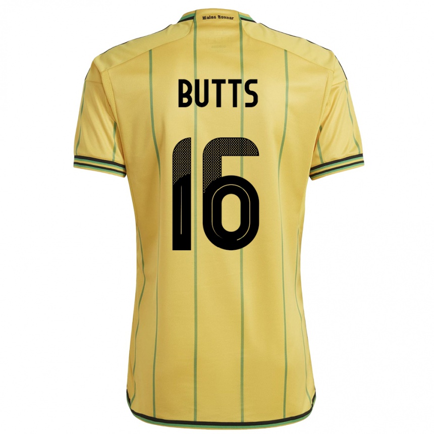 Gyermek Labdarúgás Jamaica Njeri Butts #16 Sárga Hazai Jersey 24-26 Mez Póló Ing