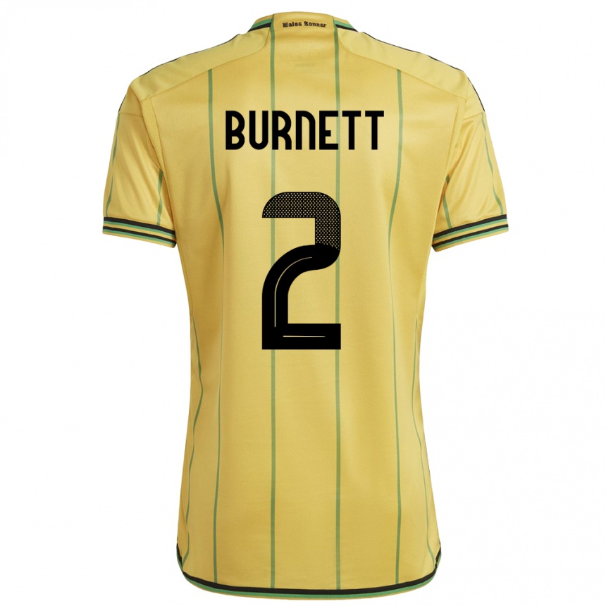 Gyermek Labdarúgás Jamaica Theanna Burnett #2 Sárga Hazai Jersey 24-26 Mez Póló Ing