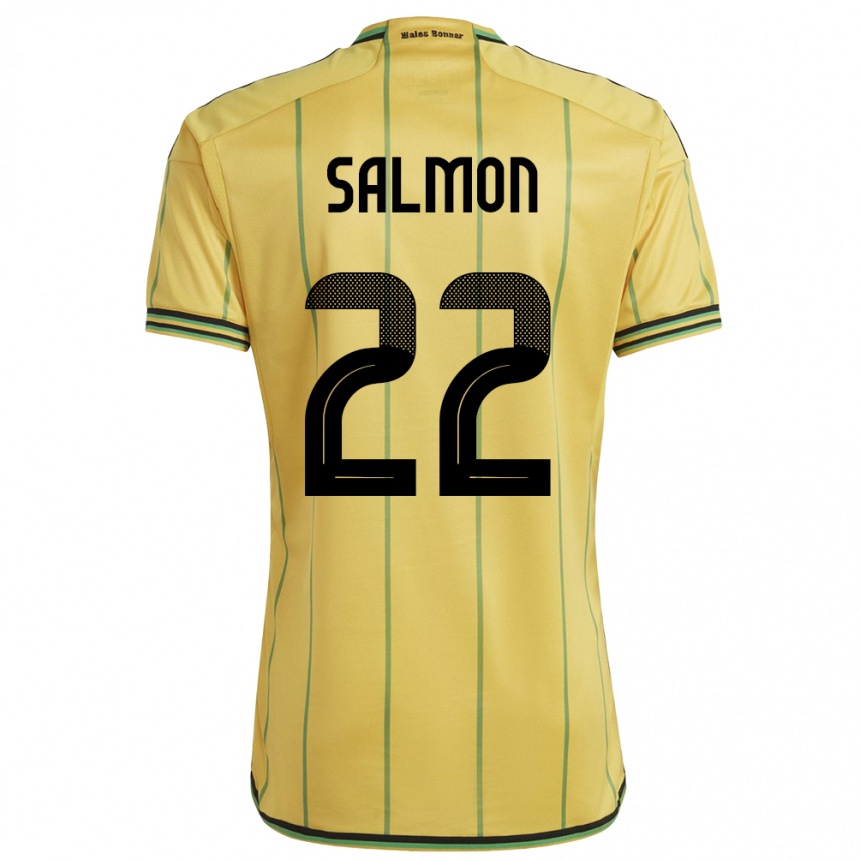 Gyermek Labdarúgás Jamaica Christina Salmon #22 Sárga Hazai Jersey 24-26 Mez Póló Ing