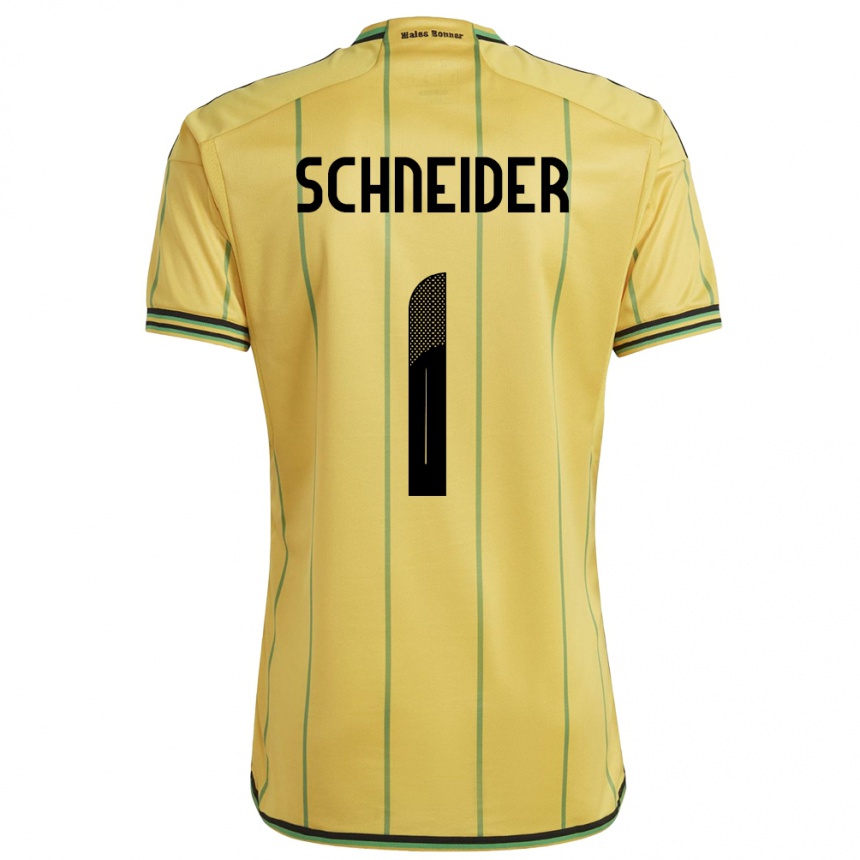 Gyermek Labdarúgás Jamaica Sydney Schneider #1 Sárga Hazai Jersey 24-26 Mez Póló Ing