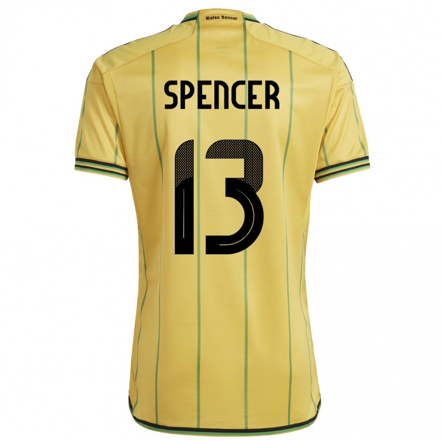 Gyermek Labdarúgás Jamaica Rebecca Spencer #13 Sárga Hazai Jersey 24-26 Mez Póló Ing