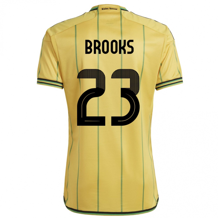 Gyermek Labdarúgás Jamaica Liya Brooks #23 Sárga Hazai Jersey 24-26 Mez Póló Ing