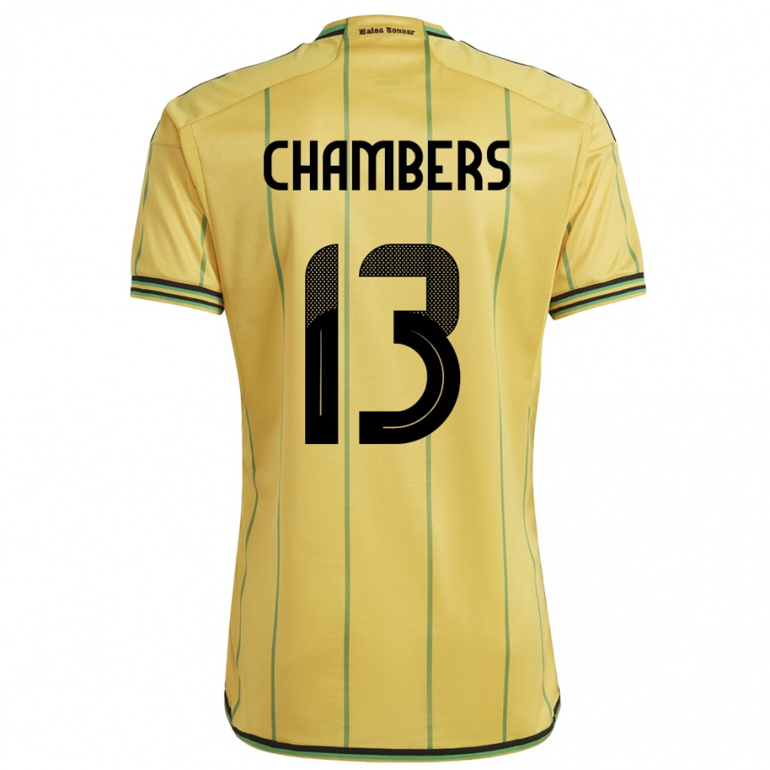 Gyermek Labdarúgás Jamaica Chris-Ann Chambers #13 Sárga Hazai Jersey 24-26 Mez Póló Ing