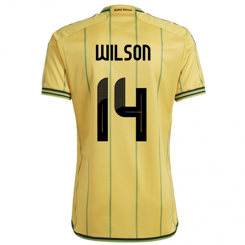 Gyermek Labdarúgás Jamaica Siobhan Wilson #14 Sárga Hazai Jersey 24-26 Mez Póló Ing