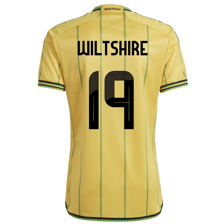 Gyermek Labdarúgás Jamaica Tiernny Wiltshire #19 Sárga Hazai Jersey 24-26 Mez Póló Ing