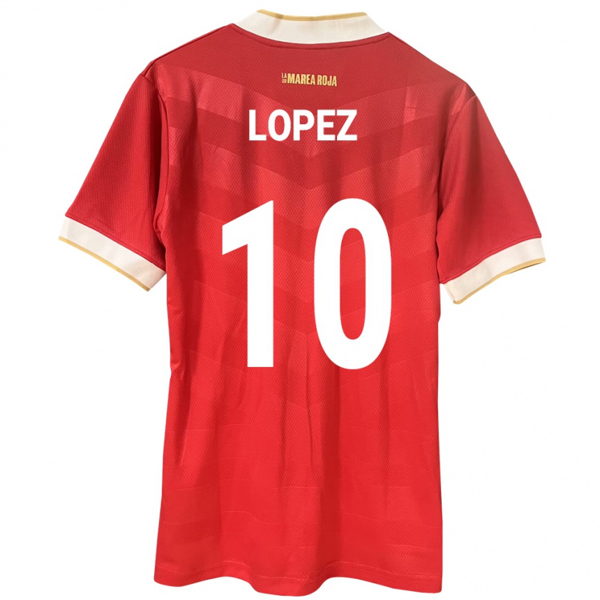 Gyermek Labdarúgás Panama Ovidio Lopez #10 Piros Hazai Jersey 24-26 Mez Póló Ing