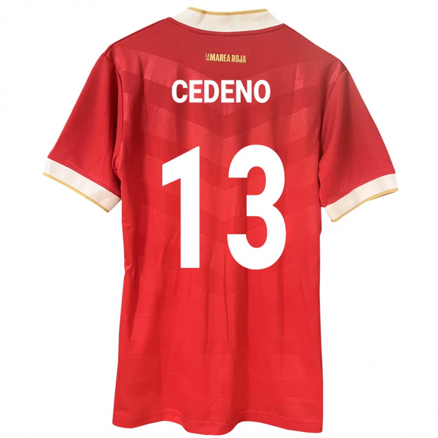 Gyermek Labdarúgás Panama Edward Cedeño #13 Piros Hazai Jersey 24-26 Mez Póló Ing