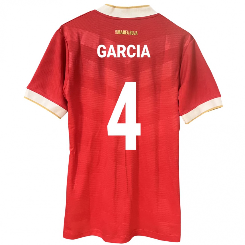 Gyermek Labdarúgás Panama Giancarlos García #4 Piros Hazai Jersey 24-26 Mez Póló Ing