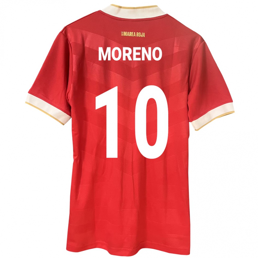 Gyermek Labdarúgás Panama Éric Moreno #10 Piros Hazai Jersey 24-26 Mez Póló Ing