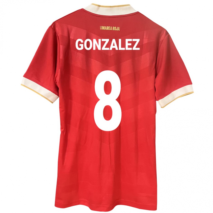 Gyermek Labdarúgás Panama Schiandra González #8 Piros Hazai Jersey 24-26 Mez Póló Ing