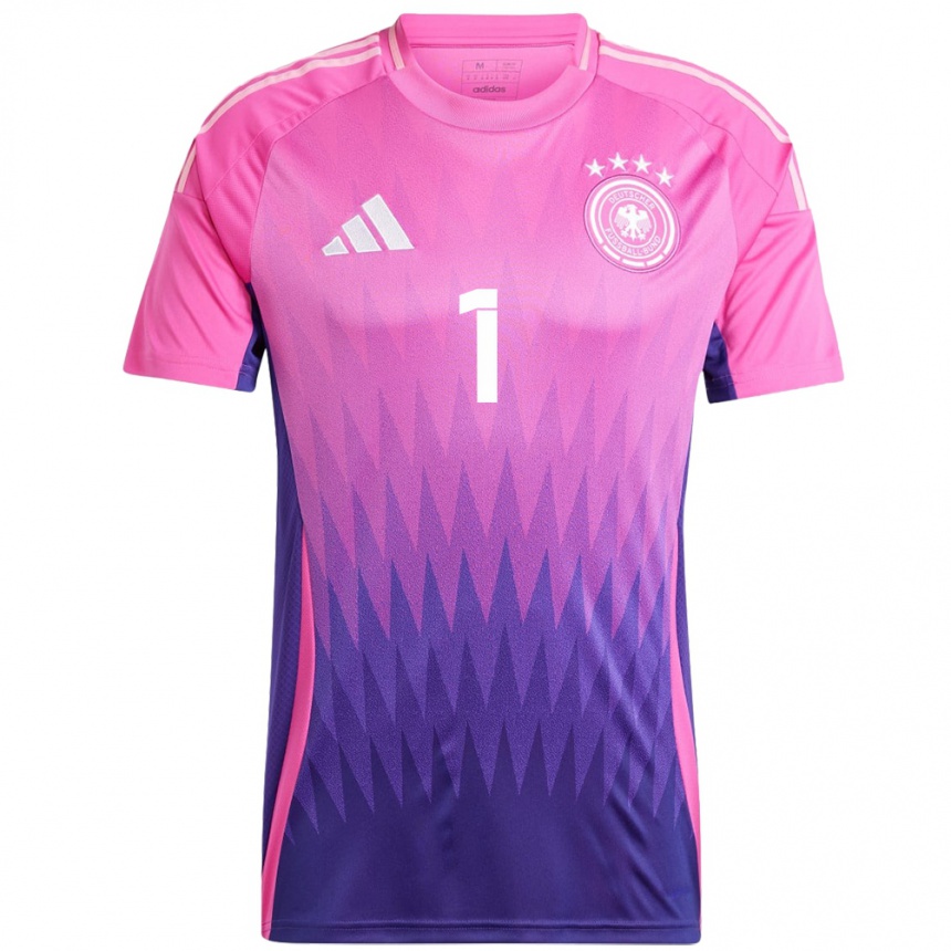 Gyermek Labdarúgás Németország Manuel Neuer #1 Pink Lila Idegenbeli Jersey 24-26 Mez Póló Ing