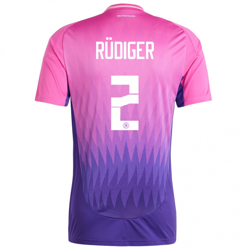 Gyermek Labdarúgás Németország Antonio Rudiger #2 Pink Lila Idegenbeli Jersey 24-26 Mez Póló Ing