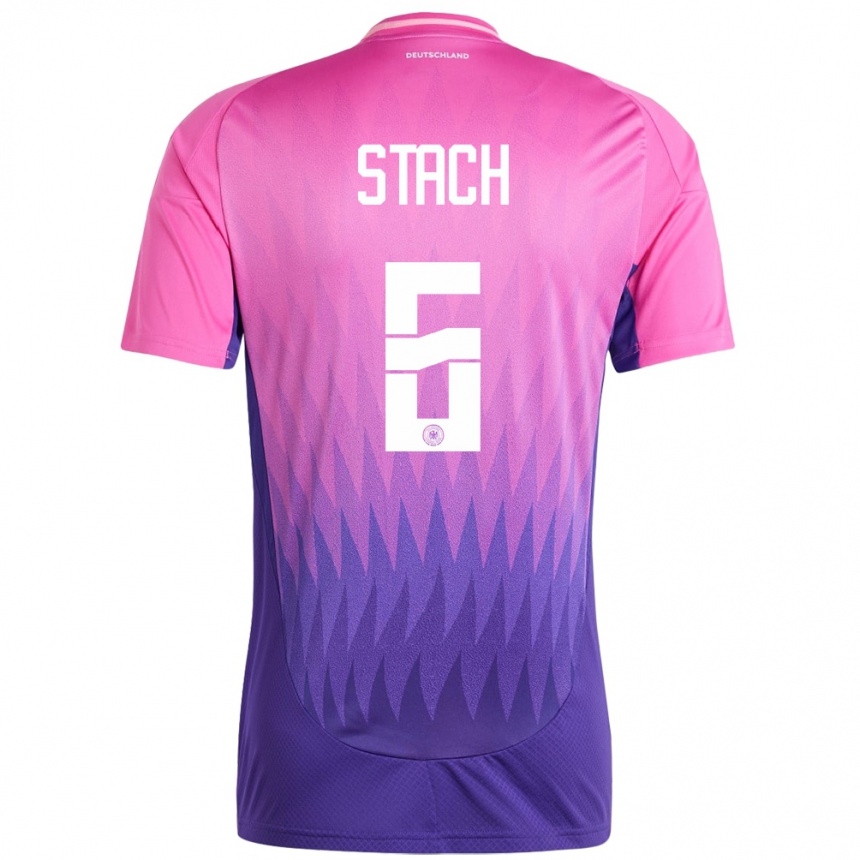 Gyermek Labdarúgás Németország Anton Stach #6 Pink Lila Idegenbeli Jersey 24-26 Mez Póló Ing