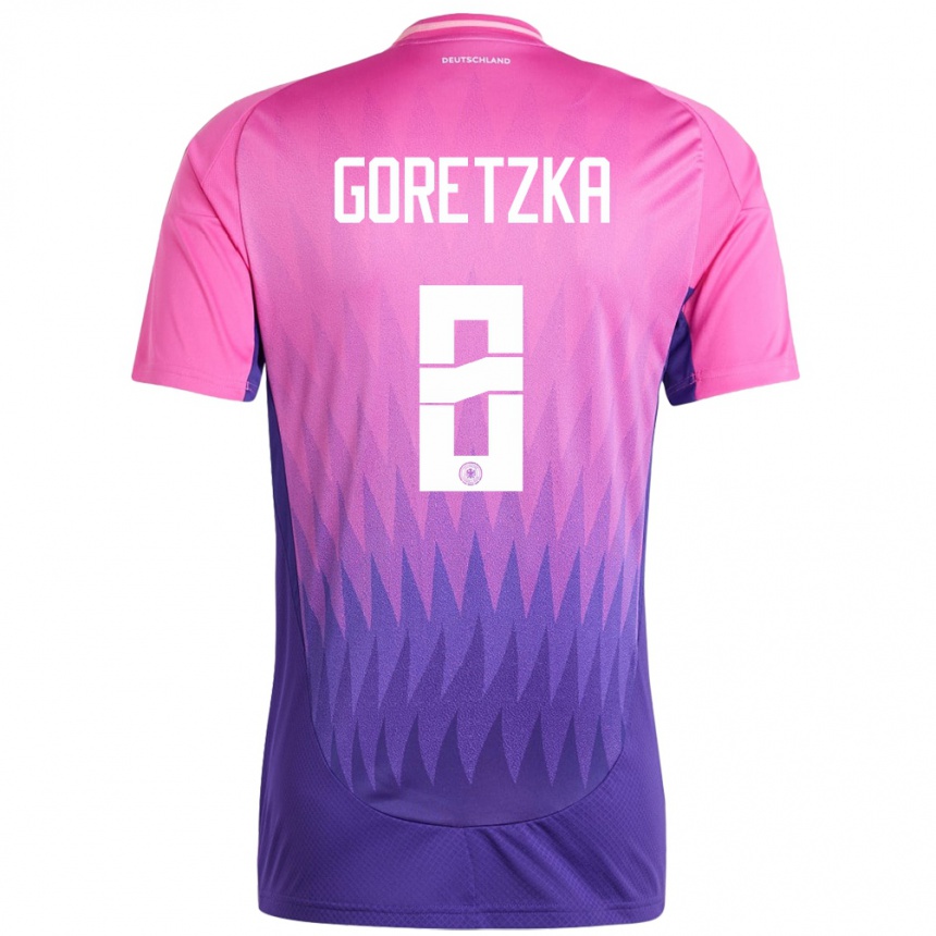 Gyermek Labdarúgás Németország Leon Goretzka #8 Pink Lila Idegenbeli Jersey 24-26 Mez Póló Ing