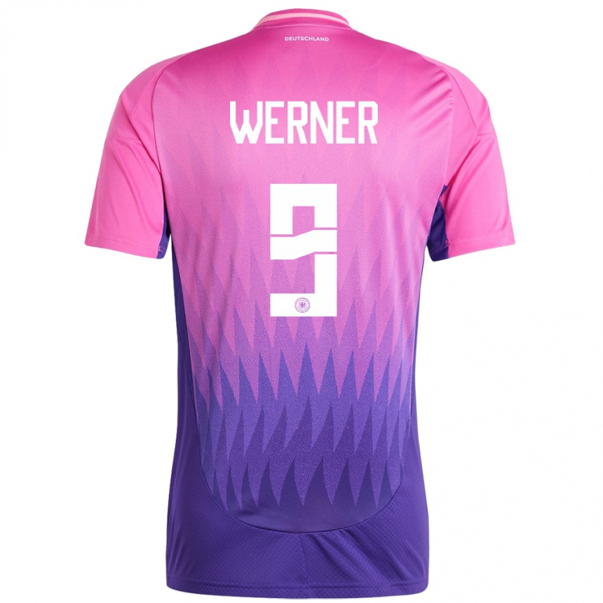 Gyermek Labdarúgás Németország Timo Werner #9 Pink Lila Idegenbeli Jersey 24-26 Mez Póló Ing