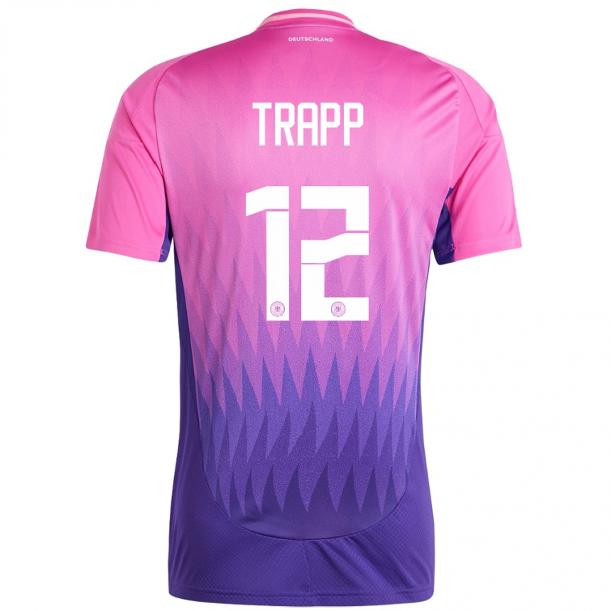 Gyermek Labdarúgás Németország Kevin Trapp #12 Pink Lila Idegenbeli Jersey 24-26 Mez Póló Ing