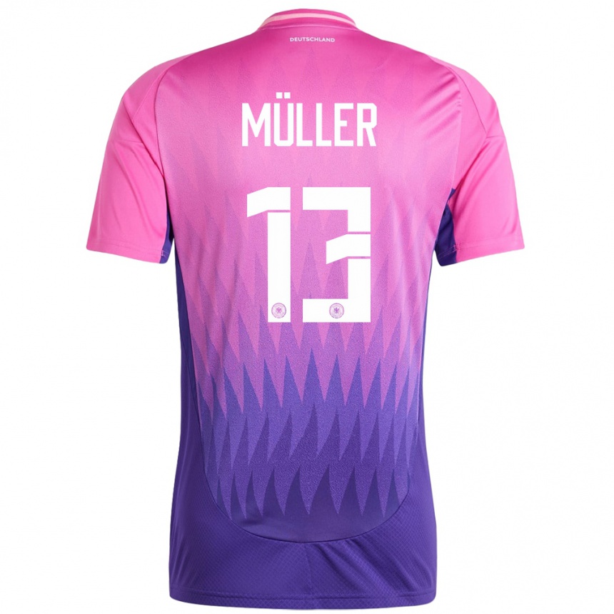 Gyermek Labdarúgás Németország Thomas Muller #13 Pink Lila Idegenbeli Jersey 24-26 Mez Póló Ing