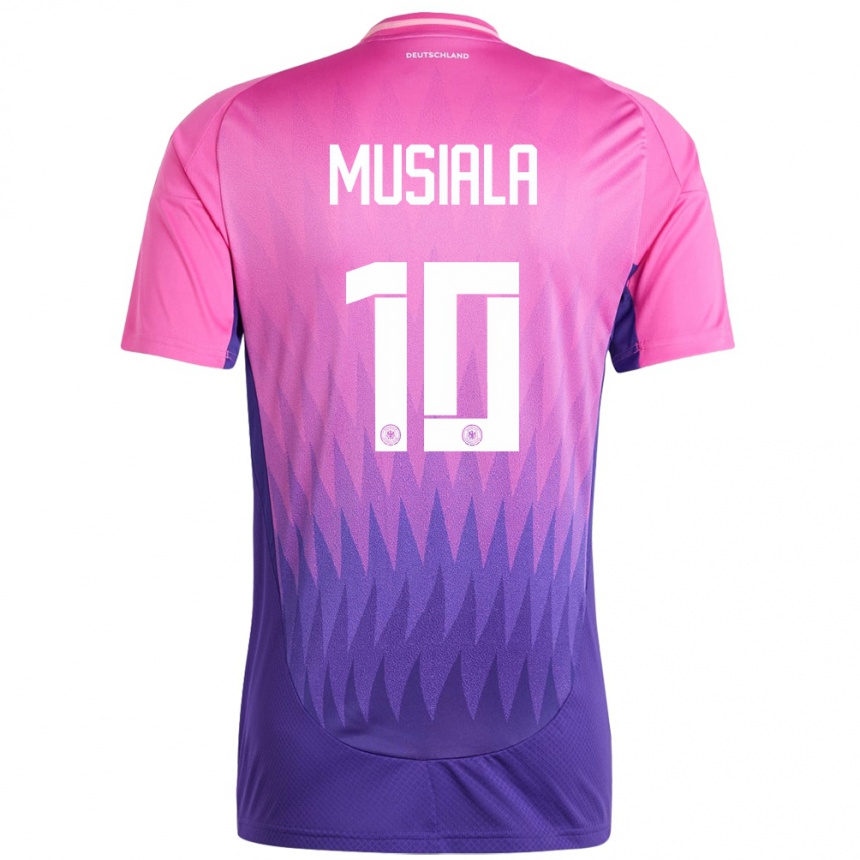 Gyermek Labdarúgás Németország Jamal Musiala #10 Pink Lila Idegenbeli Jersey 24-26 Mez Póló Ing