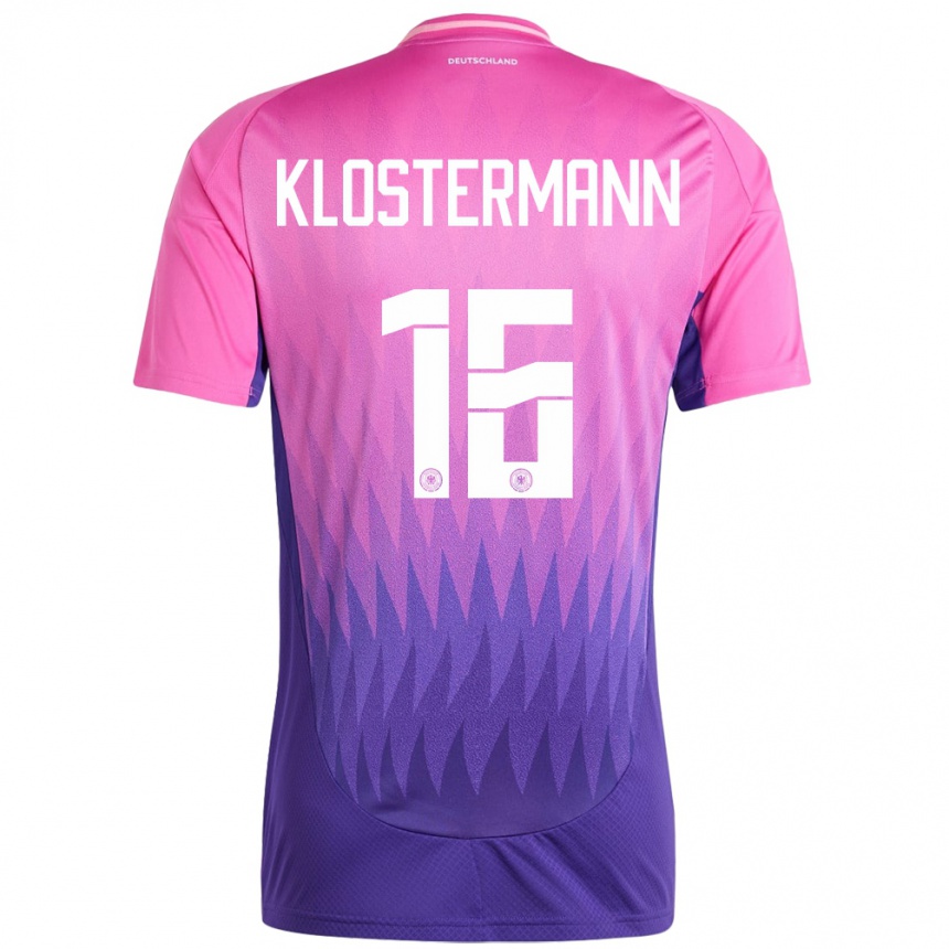 Gyermek Labdarúgás Németország Lukas Klostermann #16 Pink Lila Idegenbeli Jersey 24-26 Mez Póló Ing