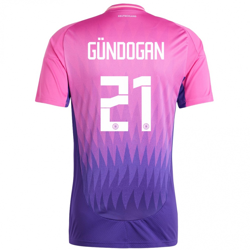 Gyermek Labdarúgás Németország Ilkay Gundogan #21 Pink Lila Idegenbeli Jersey 24-26 Mez Póló Ing