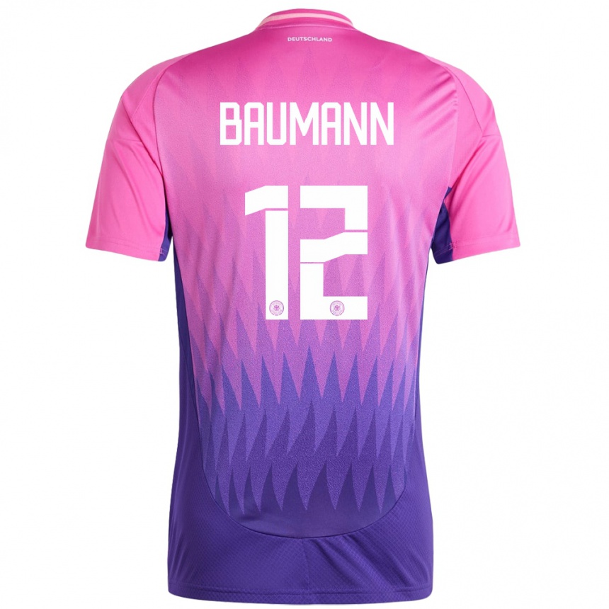 Gyermek Labdarúgás Németország Oliver Baumann #12 Pink Lila Idegenbeli Jersey 24-26 Mez Póló Ing