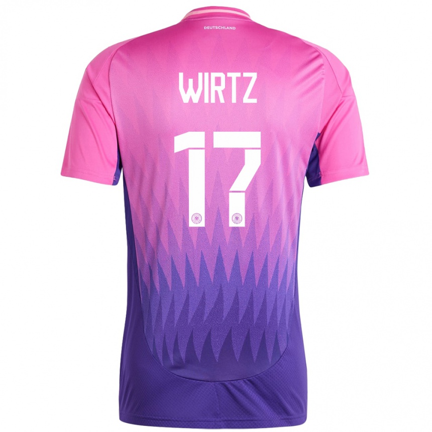 Gyermek Labdarúgás Németország Florian Wirtz #17 Pink Lila Idegenbeli Jersey 24-26 Mez Póló Ing