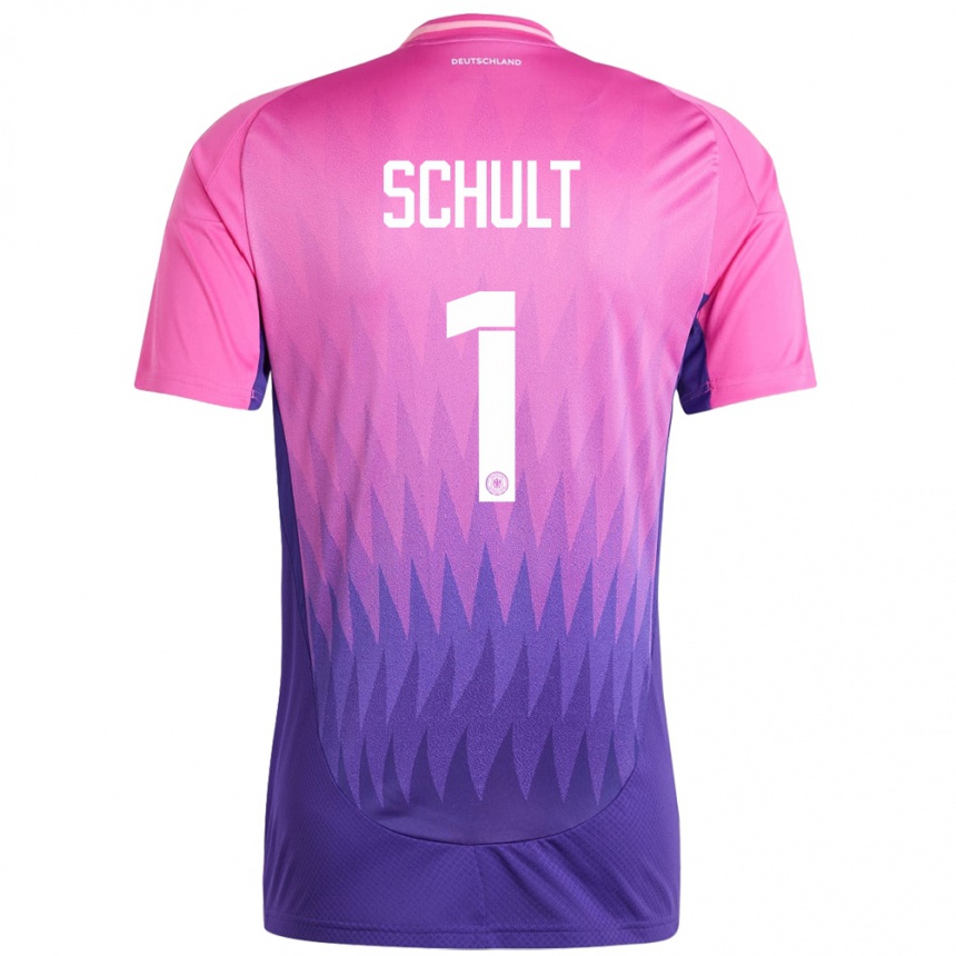 Gyermek Labdarúgás Németország Almuth Schult #1 Pink Lila Idegenbeli Jersey 24-26 Mez Póló Ing