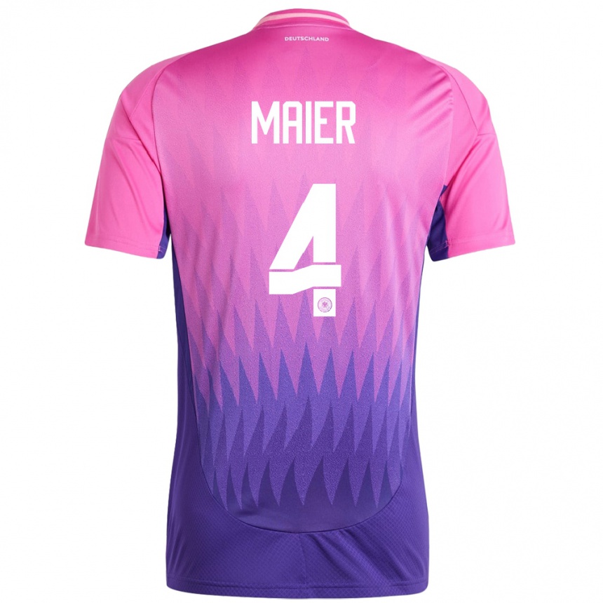 Gyermek Labdarúgás Németország Leonie Maier #4 Pink Lila Idegenbeli Jersey 24-26 Mez Póló Ing